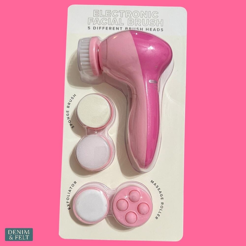 Vivitar‎ 5-in-1 Electronic Facial Cleansing Brush Pink Exfoliating Massager NEW